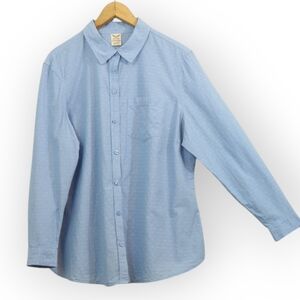 Faded Glory Cotton Blue Woven Button Up Shirt